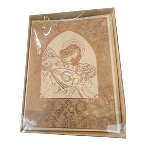 Angel Card Blank Inside 10 Cards 10 Gold Lined Envelope‎ By Crane & Co